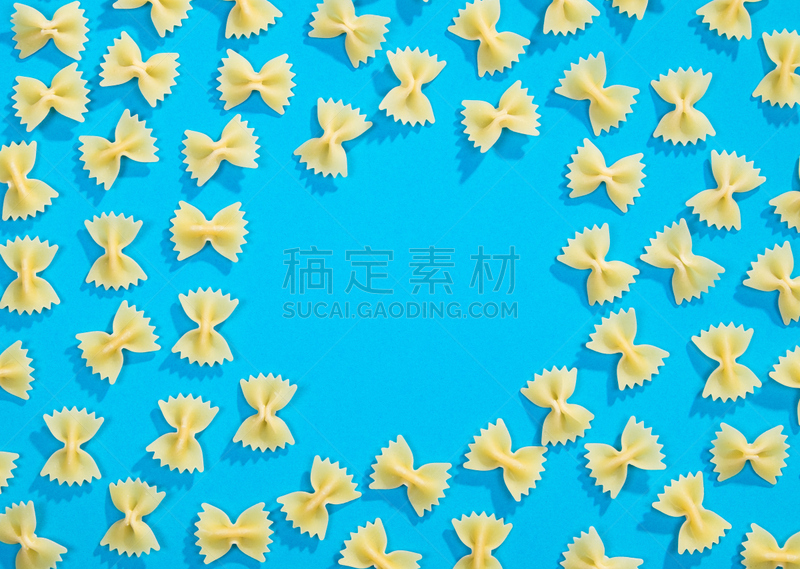 小麦,边框,意大利面,蓝色背景,高视角,素食,干的,想法,意大利食品,晚餐