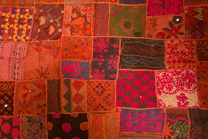 拼缝物,橙色,红色,毯子,多色的,传统,纺织品,法国,棉,纹理