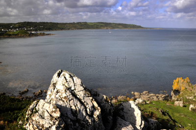 卡夫莱克,海湾,康沃尔,海岸线,水平画幅,无人,英国,夏天,户外,摄影