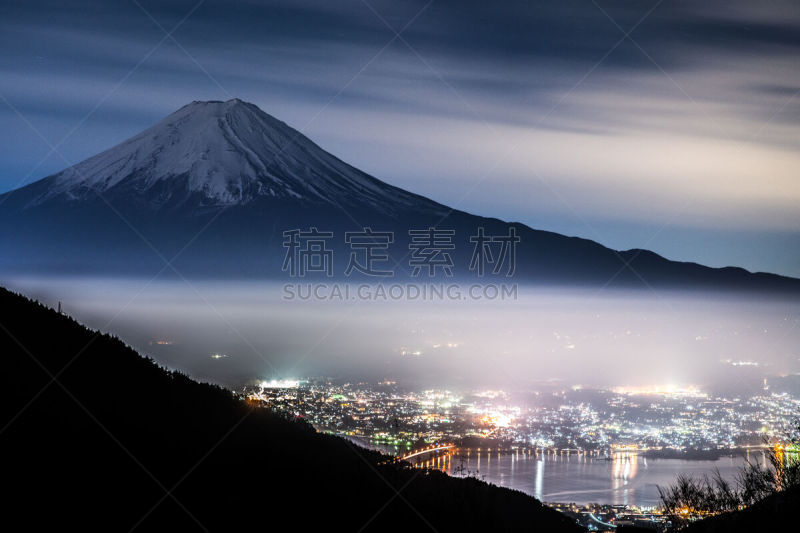 山梨县,富士山,山,日本,浮世绘,山景城,山之湖,河口湖,富士河口湖,雪山