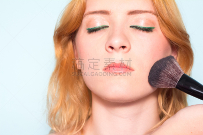 彩妆,女人,腮红,化妆师,美,水平画幅,美人,脸颊,阴影,化妆用品