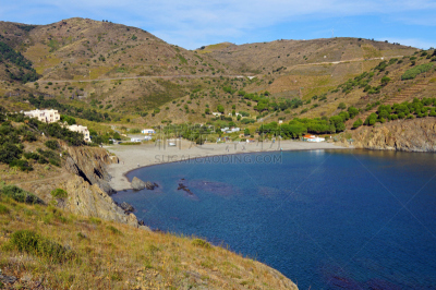 地中海,鲁西永,海湾,水平画幅,山,无人,夏天,户外,朱红海岸,普罗旺斯