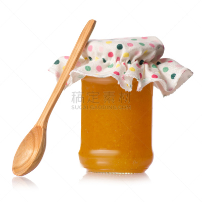 杏,橙色,桃,广口瓶,果酱,木匙,夏天,营养品,锅,甜点心