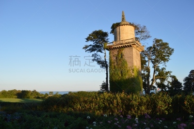 水塔,哈克尼斯纪念国家公园,常春藤,新英格兰,景观设计,公园,20世纪,植物园,园林,阴影