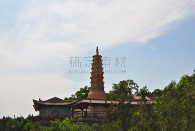 寺庙,甘肃省,兰州,宝塔,天空,水平画幅,无人,东亚,户外,居住区