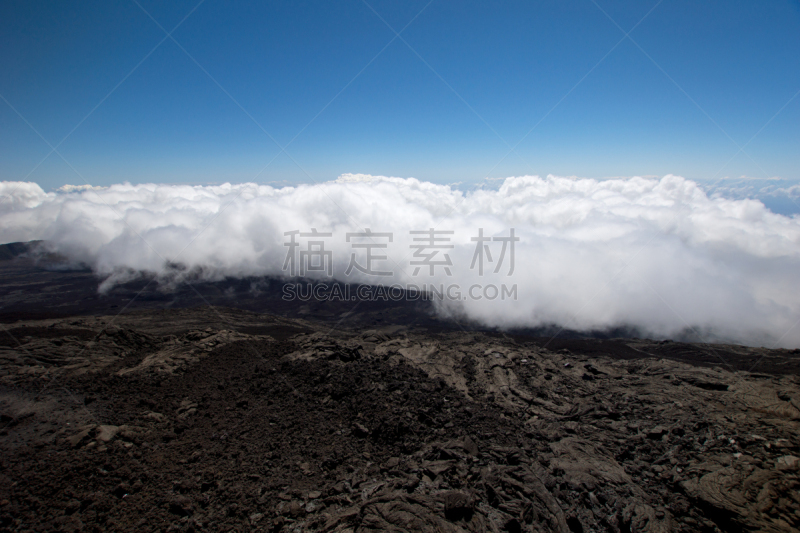 云,在上面,弗尔乃斯火山,留尼汪（法属）,天空,褐色,水平画幅,无人,火山地形,户外