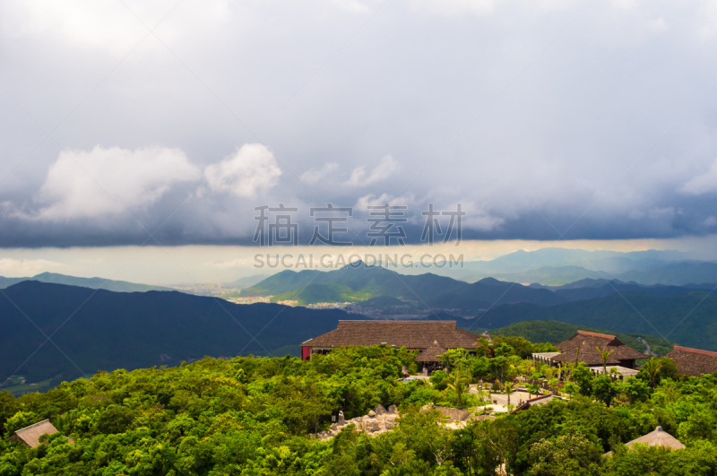 云景,海南省,在下面,天空,留白,暴风雨,水平画幅,山,无人,夏天