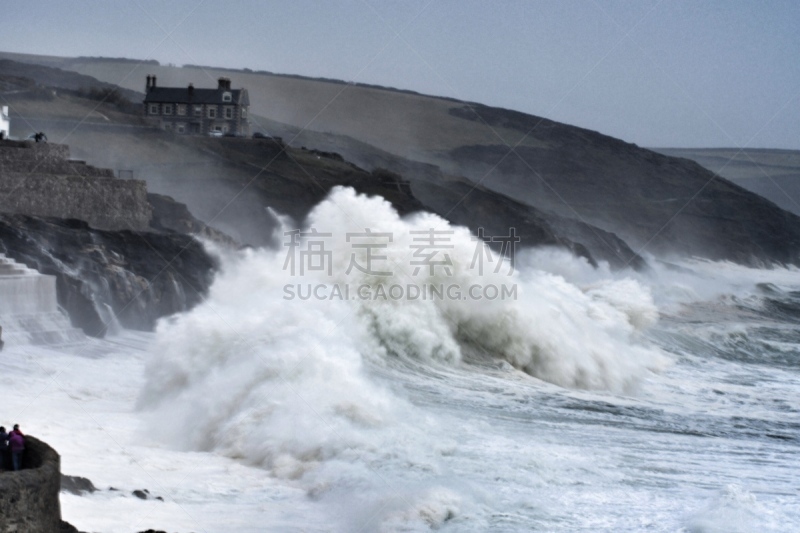 暴风雨,康沃尔,海洋,自然,水平画幅,无人,大西洋,户外,波浪,天气