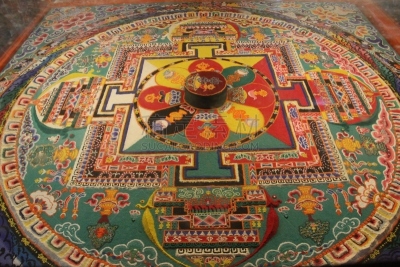曼荼罗,沙子,绘画作品,佛教,沙画,水平画幅,无人,2015年,图像,摄影