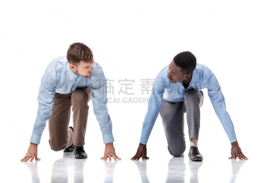 男商人,成一排,两个人,开端,领导能力,套装,田径跑道,非裔美国人,男性,仅男人