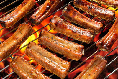 格子烤肉,猪肉,水平画幅,小排骨,排骨,膳食,牛排,肋骨,肉,部分