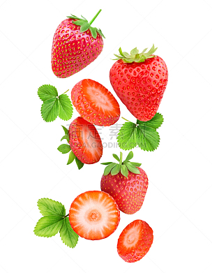 草莓,分离着色,白色背景,垂直画幅,美,生食,组物体,特写,部分,白色