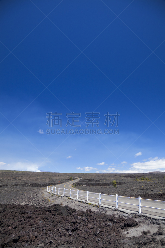 几劳亚活火山,夏威夷大岛,路,链,火山口,垂直画幅,天空,留白