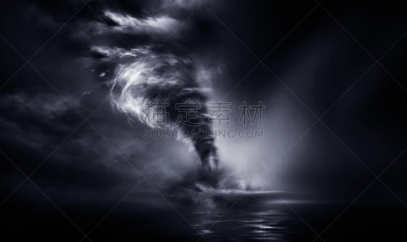 暴风雨,龙卷风,海洋,绘画插图,巨大的,水,天空,风,气候,水平画幅