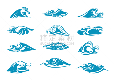 符号,矢量,蓝色,波浪,水,风,暴风雨,水平画幅,形状,无人