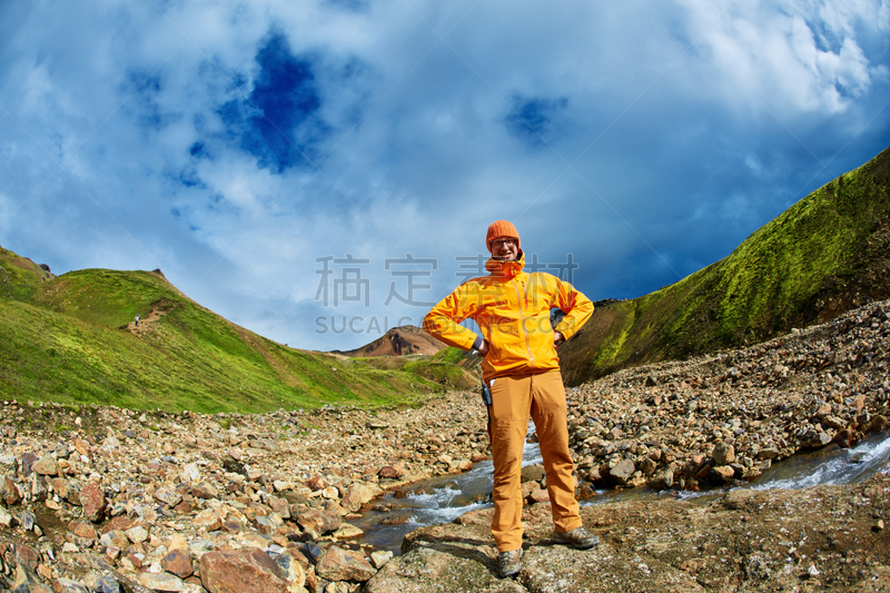 徒步旅行,山脉,冰岛,自然,水平画幅,雪,早晨,人,户外,兰德玛纳