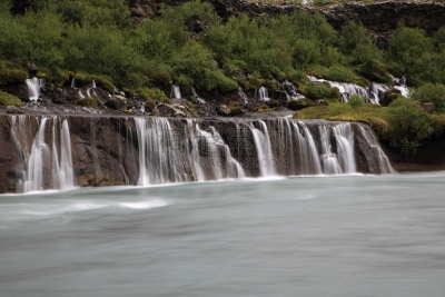 水,瀑布,hraunfossar,冰岛国,river hvita,西,桨叉架船,水平画幅,火山地形,超现实主义的
