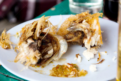 鱼类,食品,废纸篓,垃圾,格子烤肉,水平画幅,膳食,海产,西红柿,装饰菜