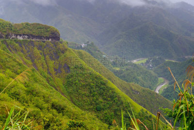山,菲律宾,查济,伊富高,稻田,雨,水平画幅,无人,巴拿威,户外