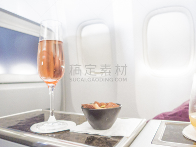 头等舱,客舱,商务旅行,坚果,粉色,香槟,热,商务,旅途,航空器拍摄视角