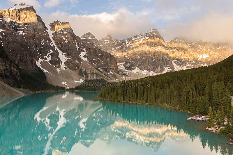 山脉,水,梦莲湖,看风景,在上面,卡尔加里,加拿大,自然美,湖,公元前