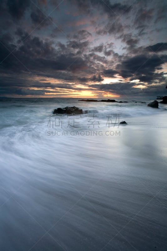 圣吉吉海滩,龙目岛,垂直画幅,波浪,海滩,地形,无人,海景,户外,印度尼西亚