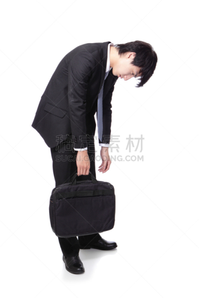 男商人,沮丧,职业,垂直画幅,全身像,男人,成年的,背景分离,疲劳的,商务