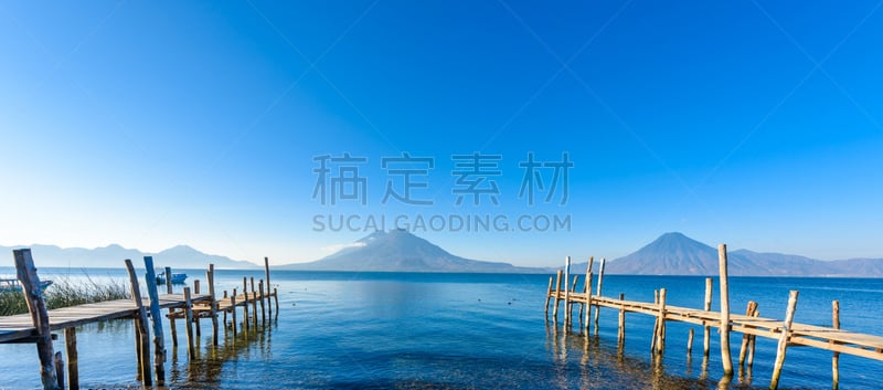 巴纳哈契,风景,危地马拉,码头,地形,木制,火山,苏格兰高地,海滩,阿蒂特兰湖