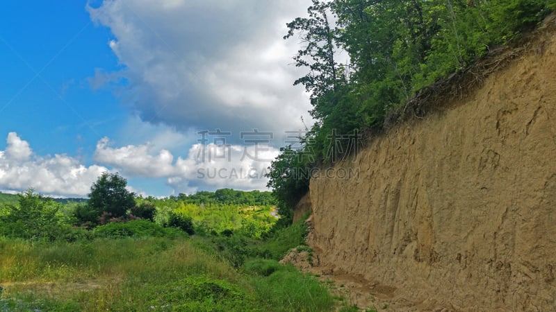 粘土,地形,采石场,夏天,高岭石,沃克吕兹,自动反斗卡车,建筑施工车辆,天空,水平画幅