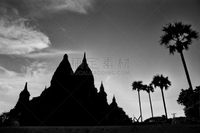 蒲甘,卑缪,孟加拉湾,东南亚,水平画幅,无人,亚洲,黑白图片,摄影
