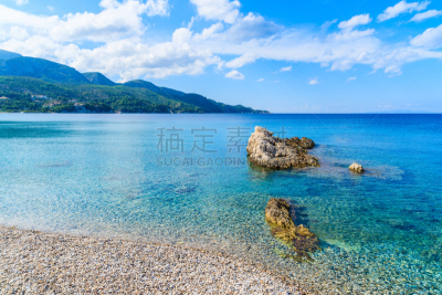 萨默斯,夏天,希腊,海滩,岩石,乡村,晴朗,白昼,鹅卵石,自然美