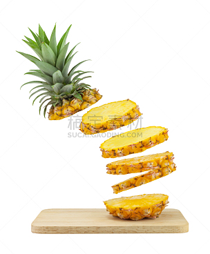 菠萝,白色背景,分离着色,切片食物,垂直画幅,素食,无人,生食,维生素,特写