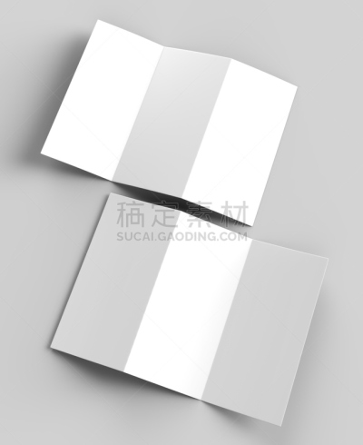 Blank white z fold tri fold brochure for mock up template design. 3d render illustration.
