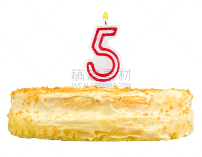 蜡烛,数字5,分离着色,生日蛋糕,白色,大约5世纪,水平画幅,符号,蛋糕,白色背景