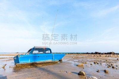 海滩,粪,拖捞船,石砌,水平画幅,早晨,户外,泰国,泥,木制
