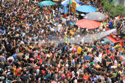 曼谷,泰国,人,传统节日,泼水节,新年,混沌,水,气候,旅行者