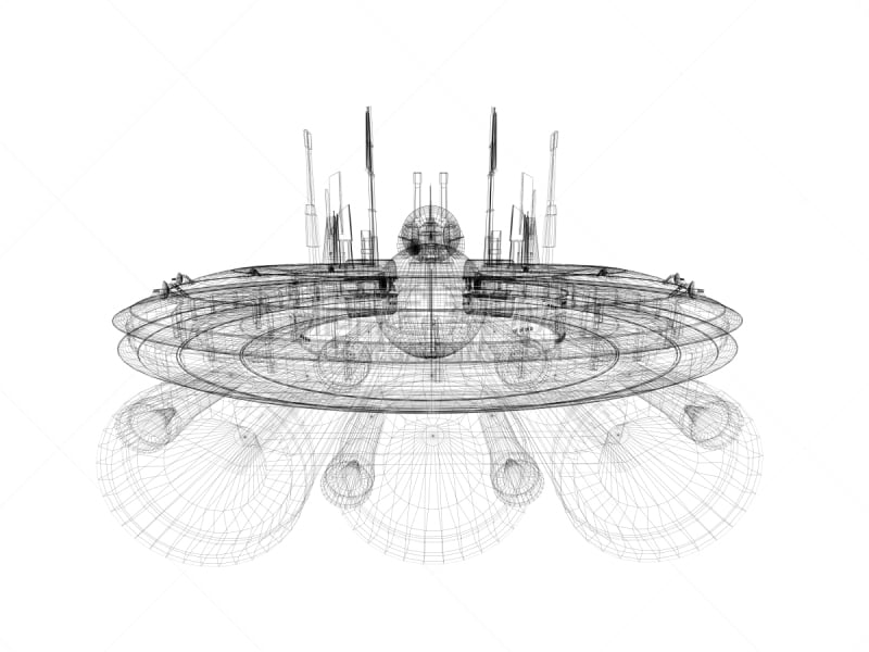 三维图形,空间站,航天任务,空间探索,未来,新的,水平画幅,高视角,形状,无人