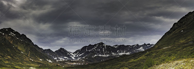 全景,山口,两只动物,桨叉架船,塔基那山脉,哈特奇道,美国,水平画幅,地形,无人