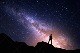 银河系,地形,男人,幸福,天文学,太空,星星,天空,夜晚,星系