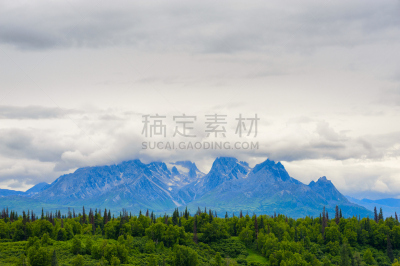 塔基那山脉,阿拉斯加,桨叉架船,自然,天空,美,美国,水平画幅,绿色,云