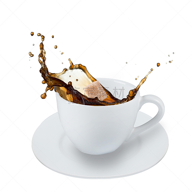 咖啡,方糖,餐具,茶碟,白色背景,浓咖啡,背景分离,饮料,方形画幅,充满的