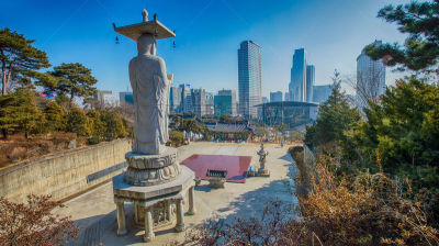 首尔,韩国,寺庙,江南区,犹太教会堂,水平画幅,夜晚,无人,户外,都市风景