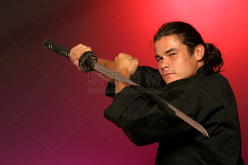 拿着,日本武士刀,美,水平画幅,表格,美人,男性,日本人,空手道,运动