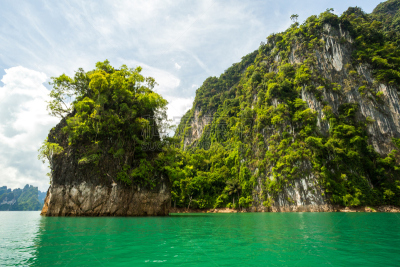 湖,泰国,山,网线插头,喀斯特,水,天空,美,水平画幅,无人