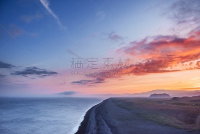 冰岛国,海滩,南,非凡的,赞德沃特,水,天空,水平画幅,形状,沙子