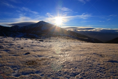 法国,雪,山,太阳,在上面,寒冷,朗格多克-鲁西永,云景,雪山,环境