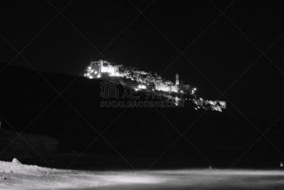 风景,卡斯特尔萨多,水平画幅,夜晚,撒丁岛,无人,户外,黑色,岛,海洋