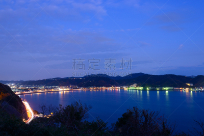 夜晚,日本,神奈川县,叶山,逗子市,天空,美,半岛,水平画幅,无人