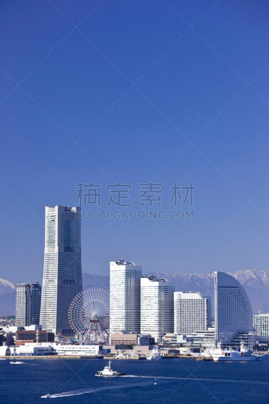 横滨高速铁路,富士山,建筑外部,垂直画幅,天空,留白,地形,无人,海港,日本