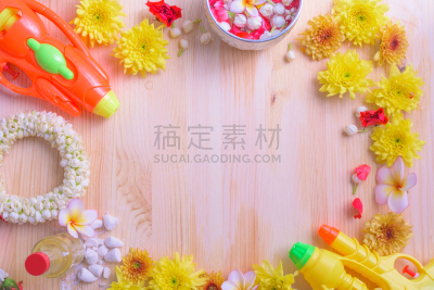 水,传统,泰国,新年前夕,茉莉,碗,香水,多色的,花